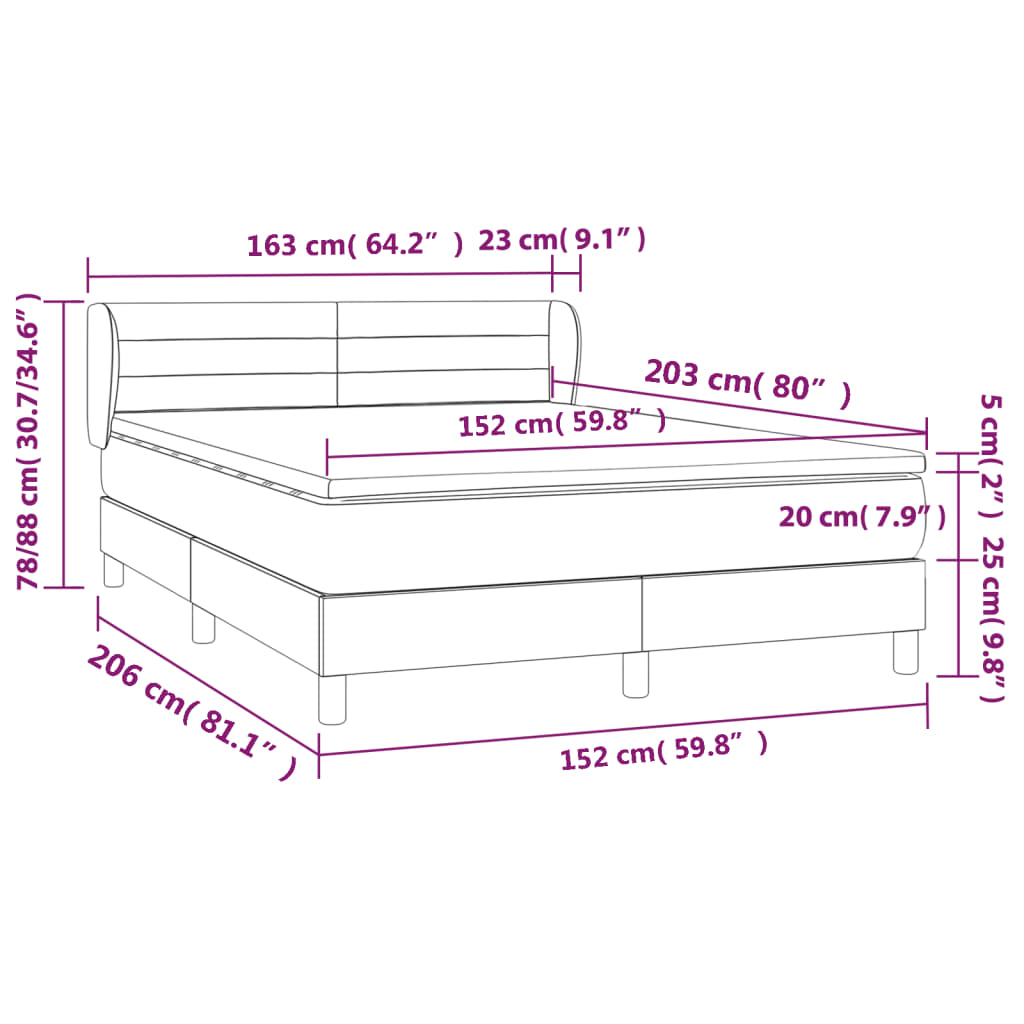 Box Spring Bed with Mattress Dark Grey 152x203 cm Fabric