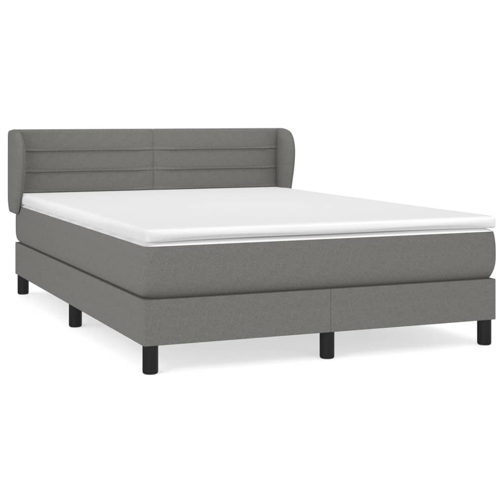 Box Spring Bed with Mattress Dark Grey 152x203 cm Fabric