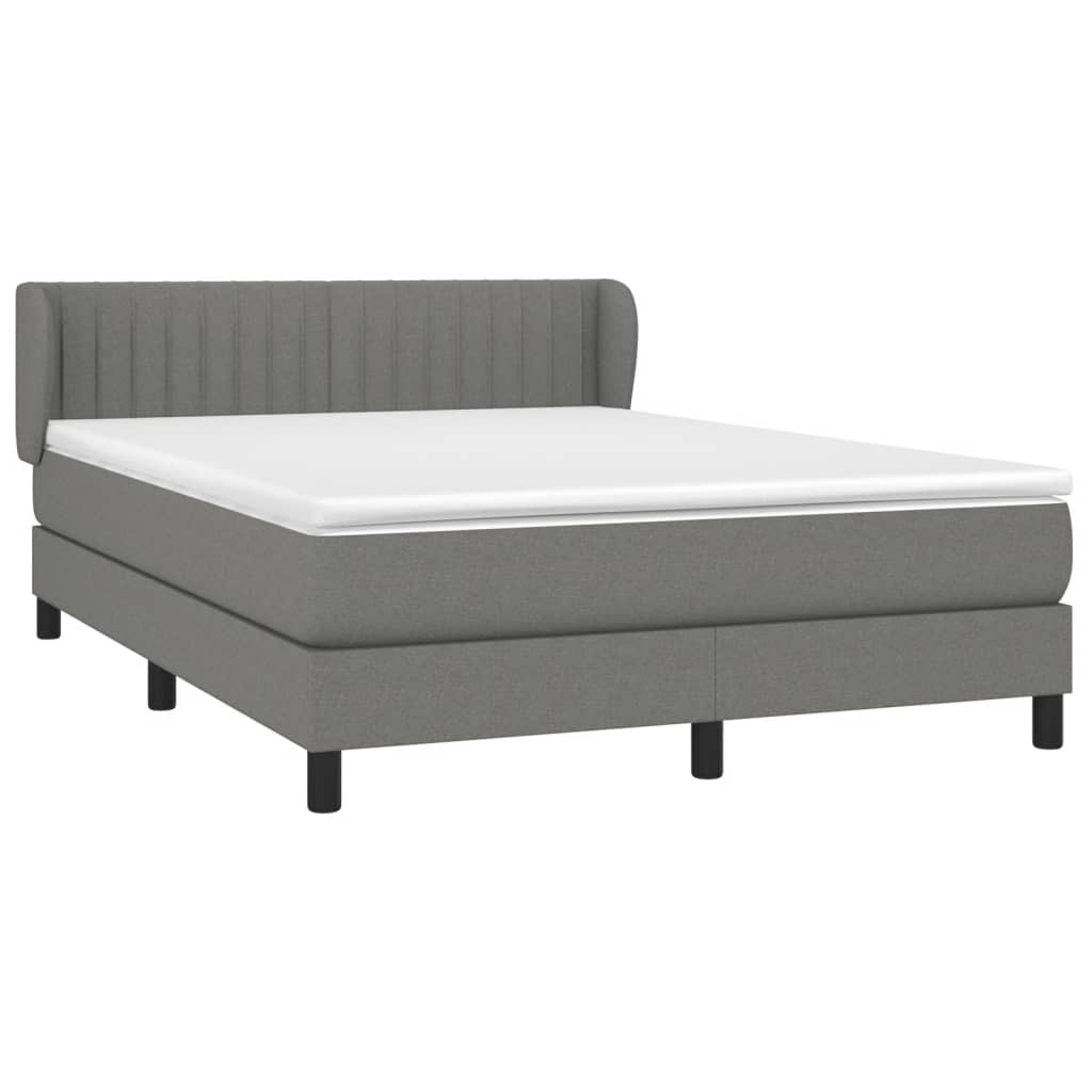 Box Spring Bed with Mattress Dark Grey 152x203 cm Fabric