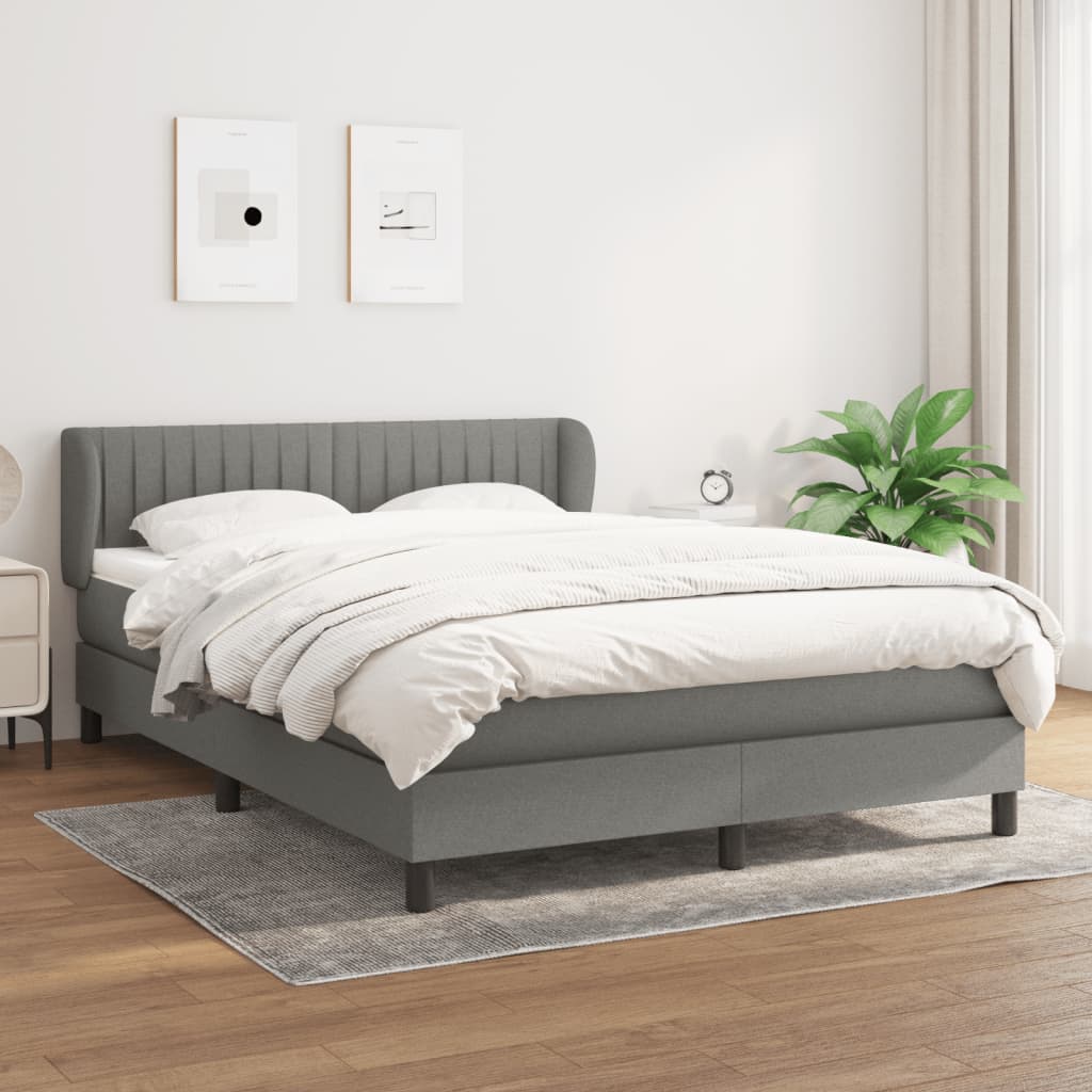 Box Spring Bed with Mattress Dark Grey 152x203 cm Fabric