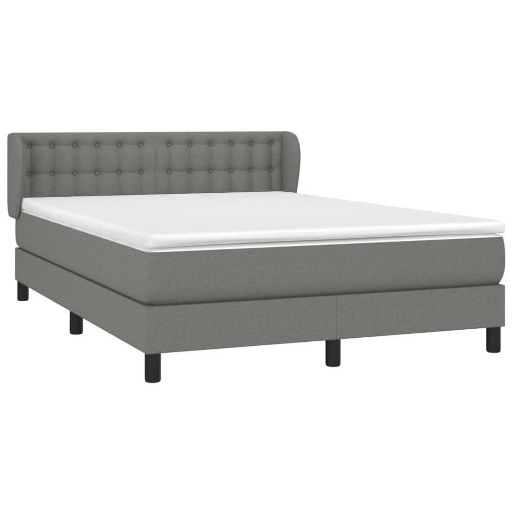 Box Spring Bed with Mattress Dark Grey 152x203 cm Fabric
