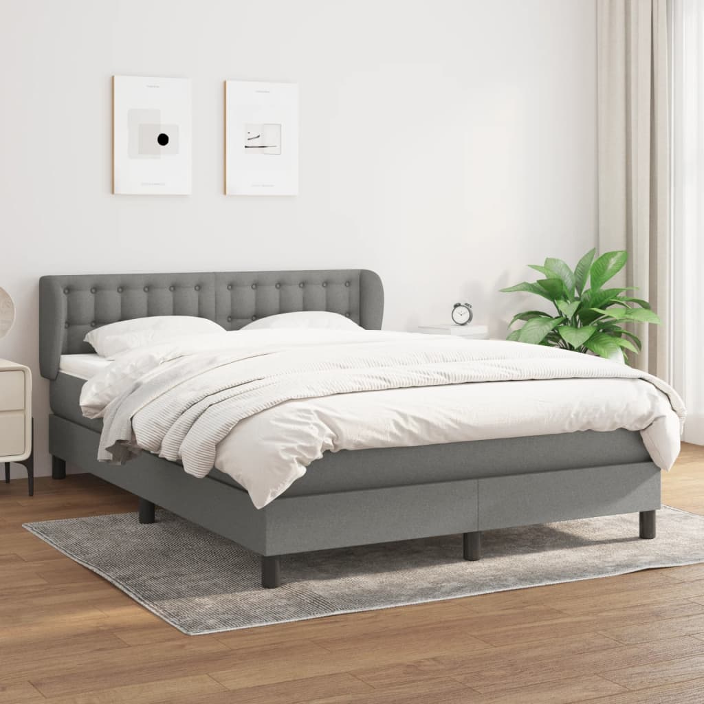 Box Spring Bed with Mattress Dark Grey 152x203 cm Fabric