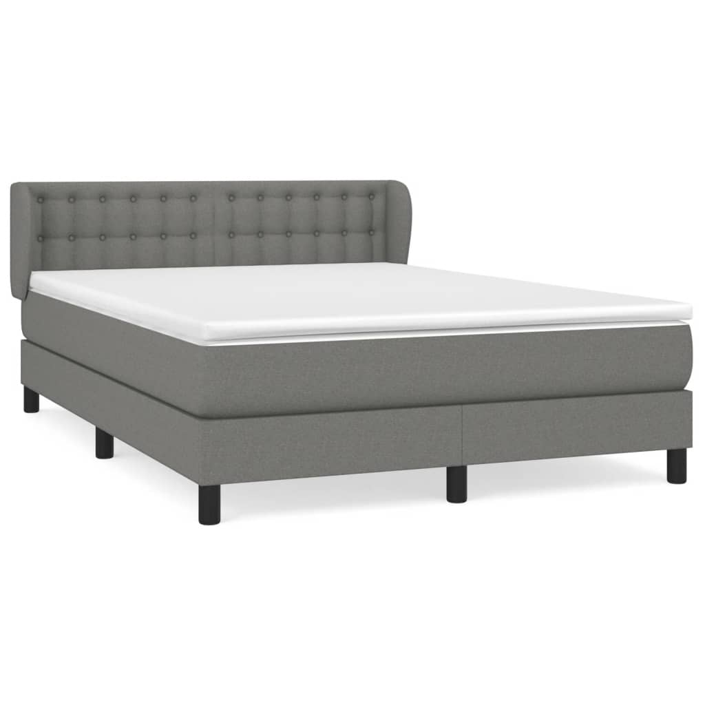 Box Spring Bed with Mattress Dark Grey 152x203 cm Fabric