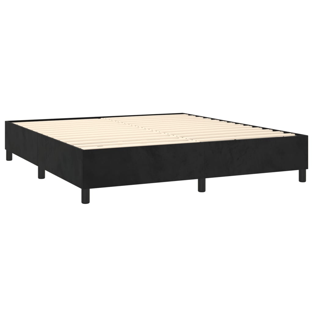 Box Spring Bed with Mattress Black 153x203 cm Queen Size Velvet