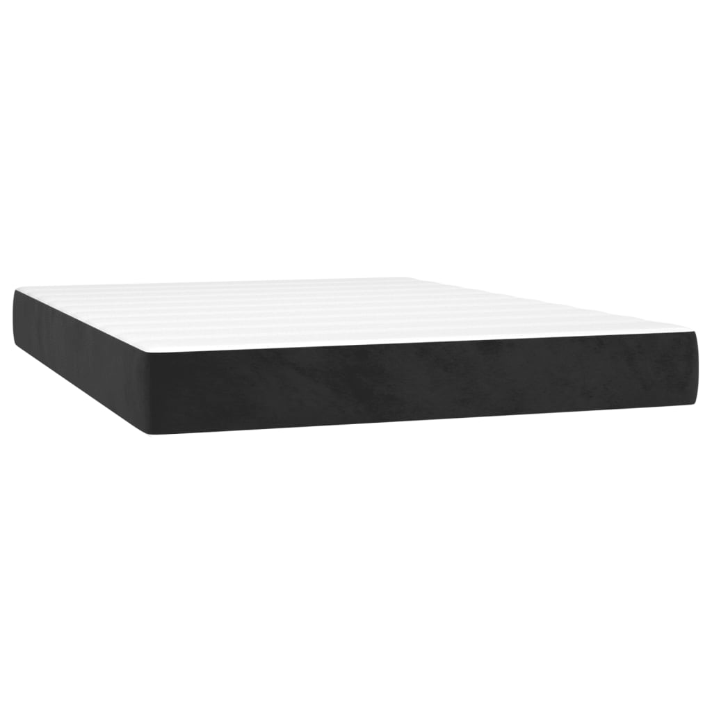 Box Spring Bed with Mattress&LED Black 153x203 cm Queen Size Velvet