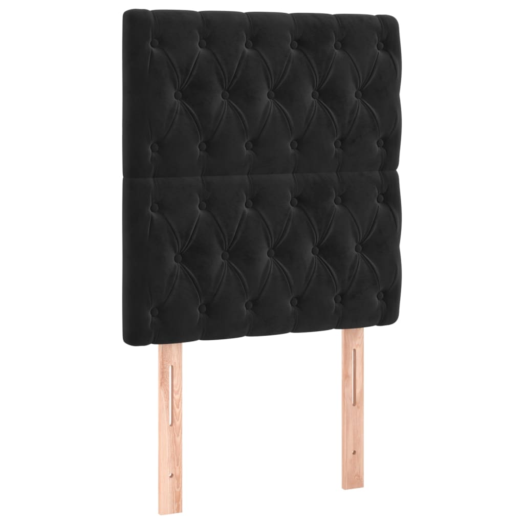 Box Spring Bed with Mattress&LED Black 107x203 cm King Single Size Velvet