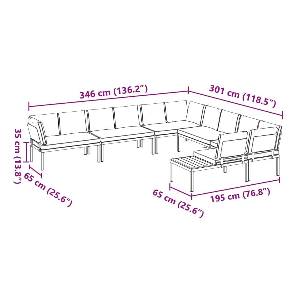 6 Piece Garden Sofa Set with Cushions Black Aluminium