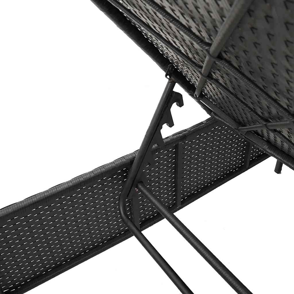 3 Piece Sun Lounger Set with Cushion Black Poly Rattan