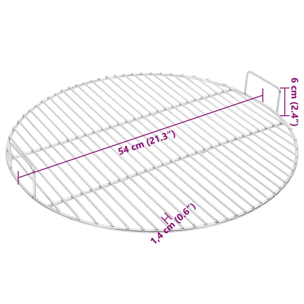 BBQ Grill Grate with Handles Round Ø54 cm 304 Stainless Steel