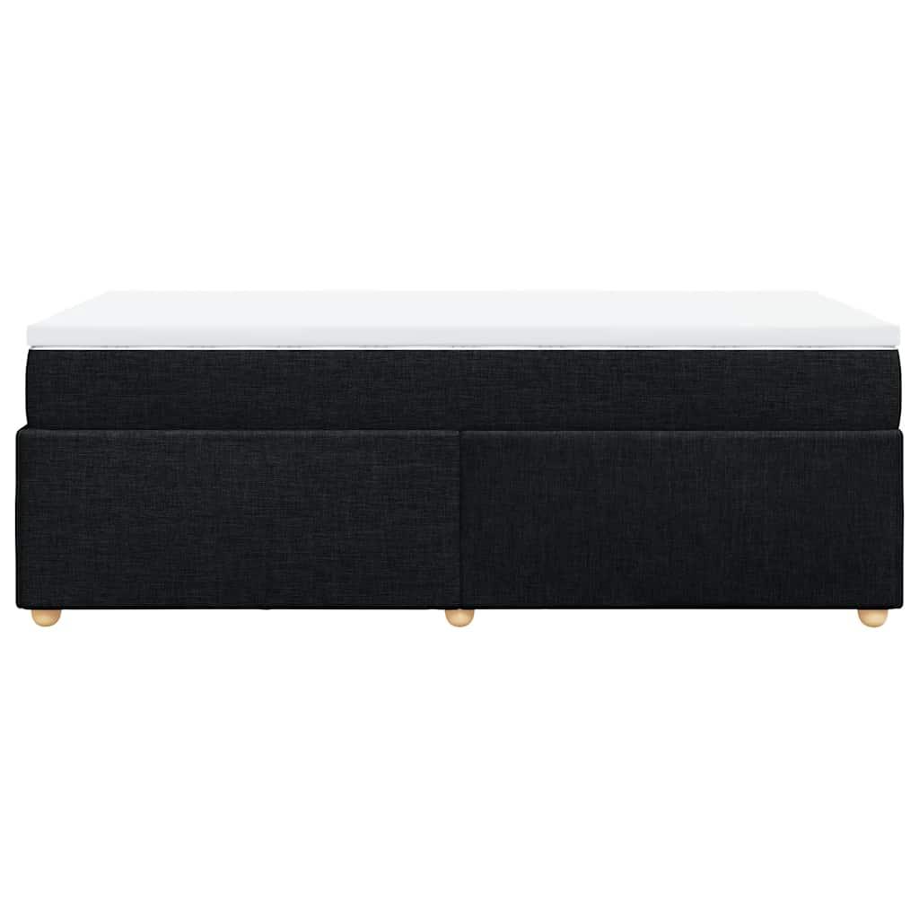 Box Spring Bed with Mattress Black King Single Fabric