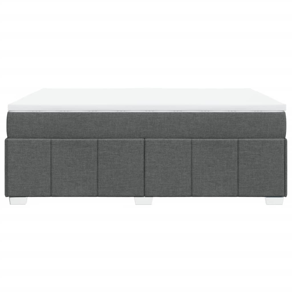 Box Spring Bed with Mattress Dark Grey Double Size Fabric