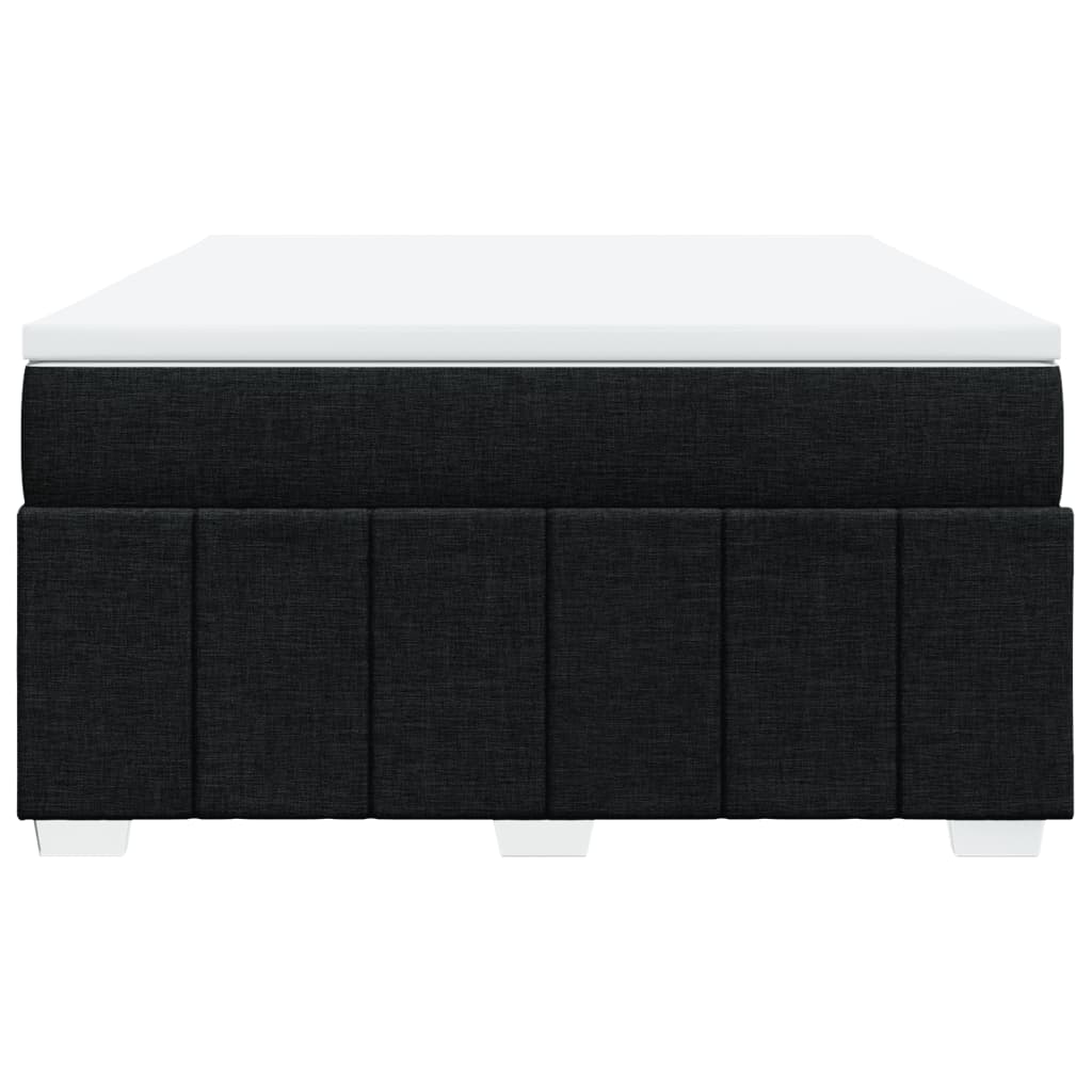 Box Spring Bed with Mattress Black Double Size Fabric