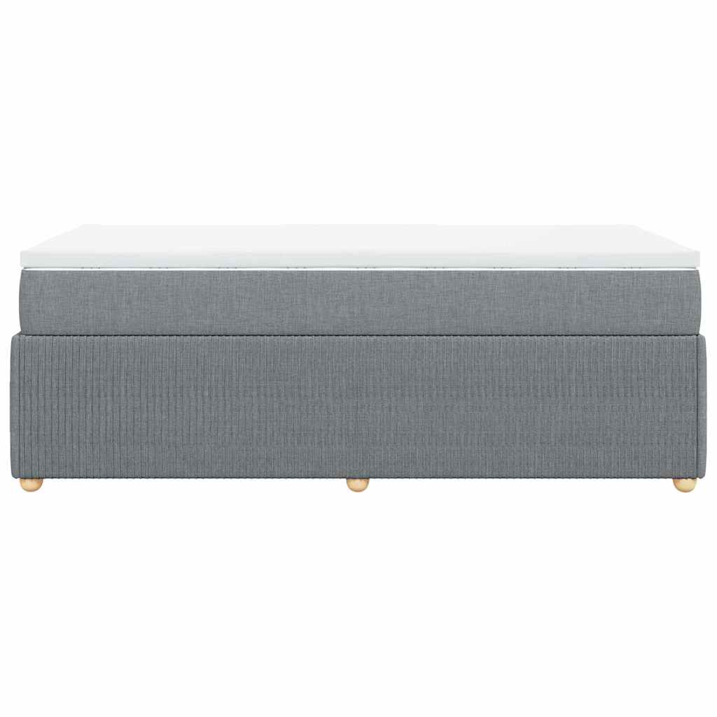 Box Spring Bed with Mattress Dark Grey King Single Fabric