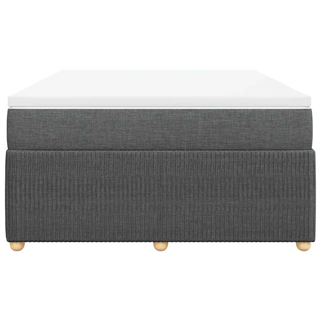 Box Spring Bed with Mattress Black Queen Fabric