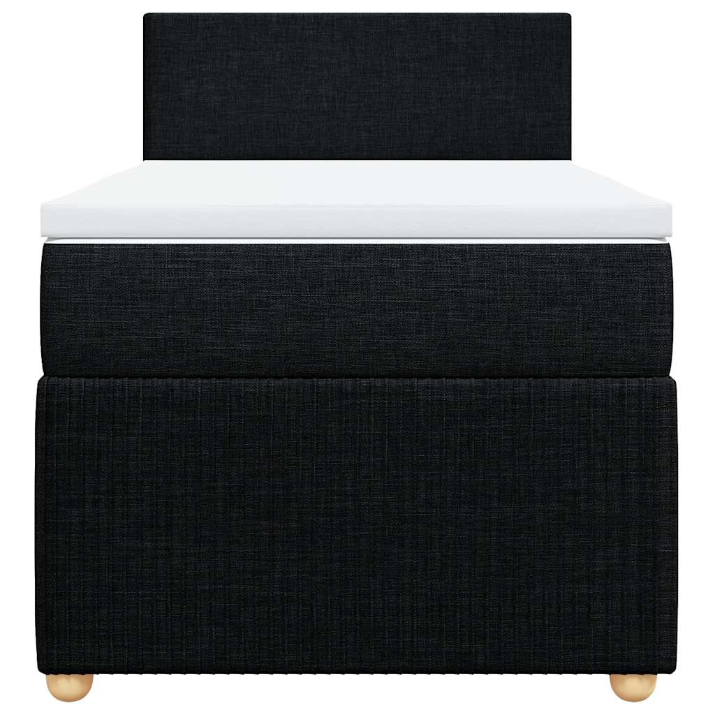Box Spring Bed with Mattress Black King Single Fabric