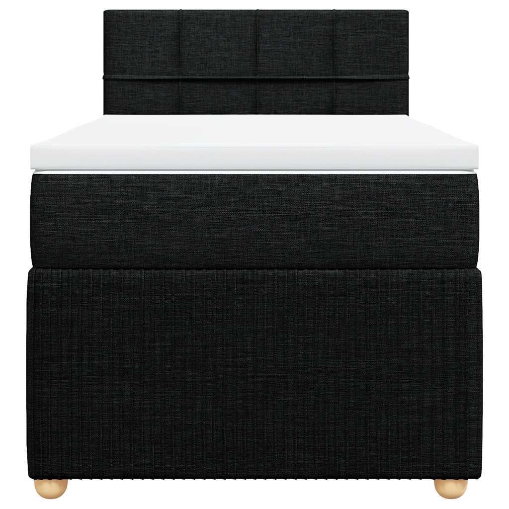 Box Spring Bed with Mattress Black King Single Fabric