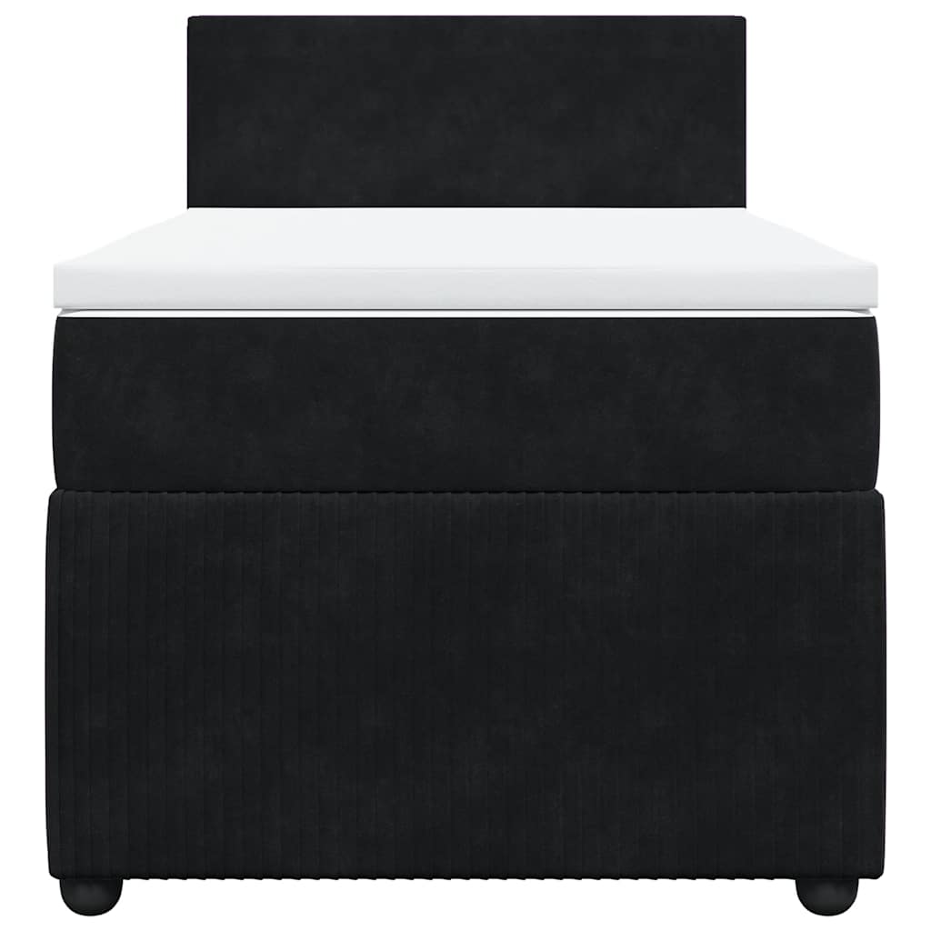 Box Spring Bed with Mattress Black King Single Velvet
