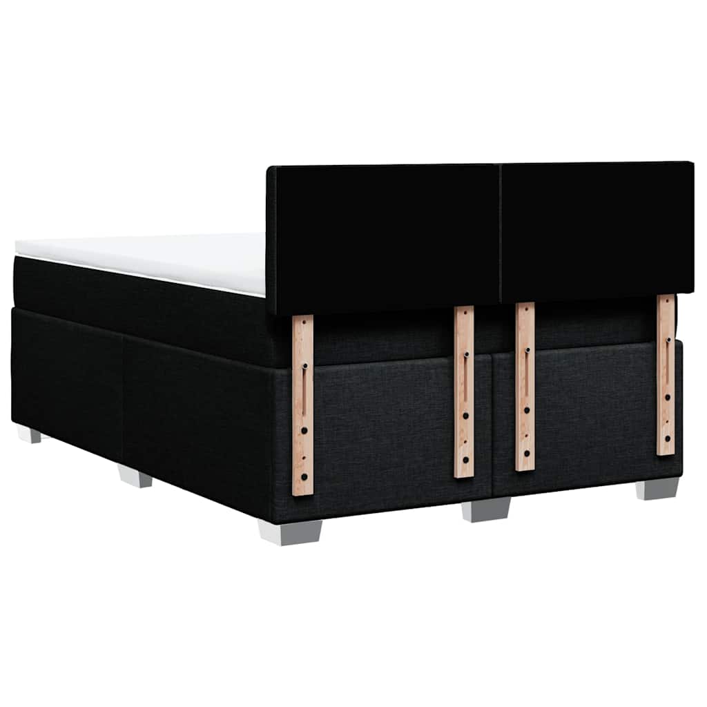 Box Spring Bed with Mattress Black Double Fabric