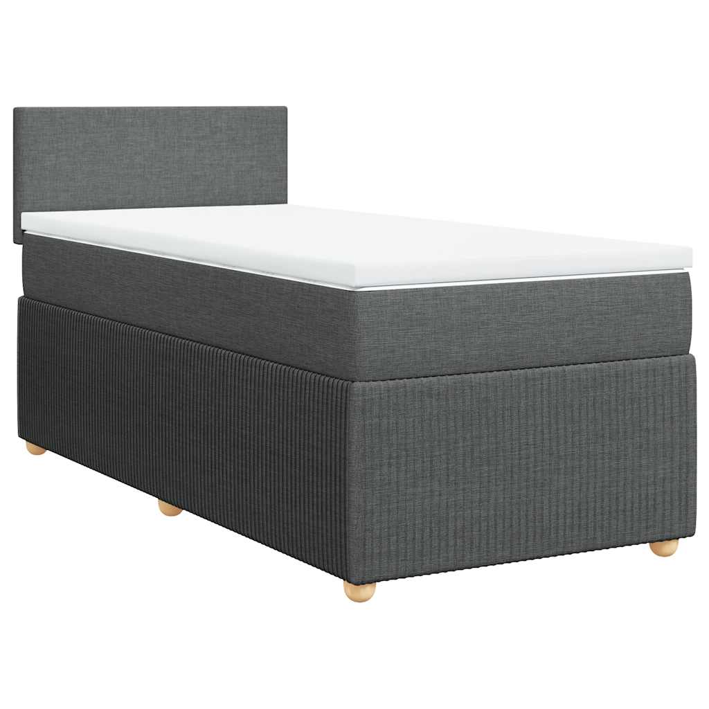 Box Spring Bed with Mattress Light Grey King Single Fabric