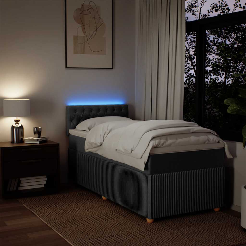 Box Spring Bed with Mattress Light Grey King Single Fabric