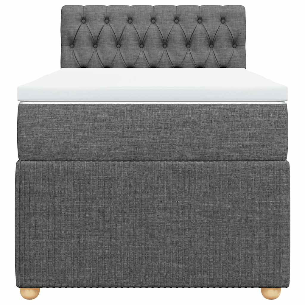 Box Spring Bed with Mattress Light Grey King Single Fabric