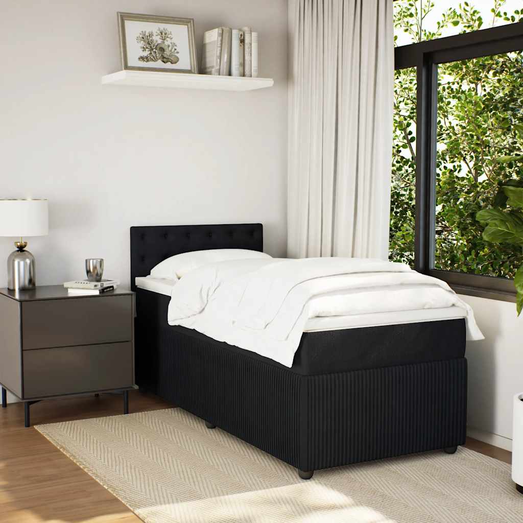 Box Spring Bed with Mattress Dark Grey King Single Fabric