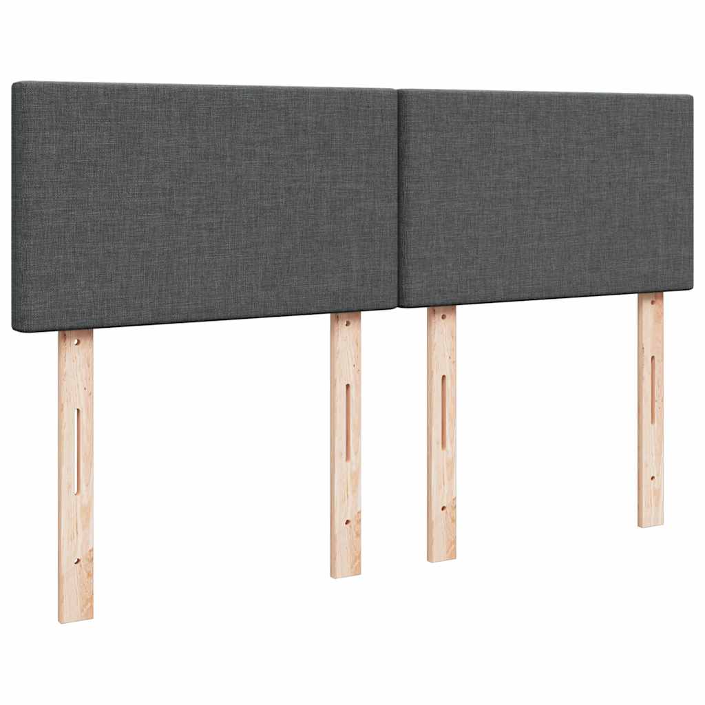 Box Spring Bed with Mattress Dark Grey Queen Fabric