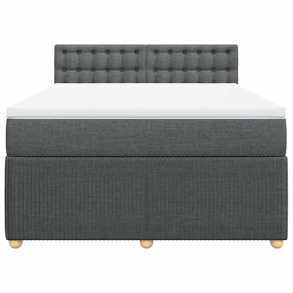 Box Spring Bed with Mattress Light Grey Queen Fabric