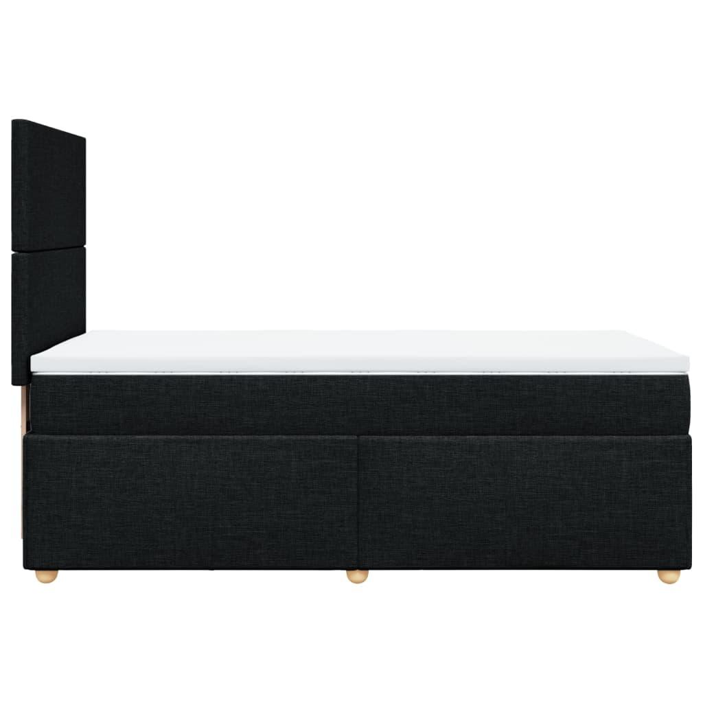 Box Spring Bed with Mattress Black King Single Fabric