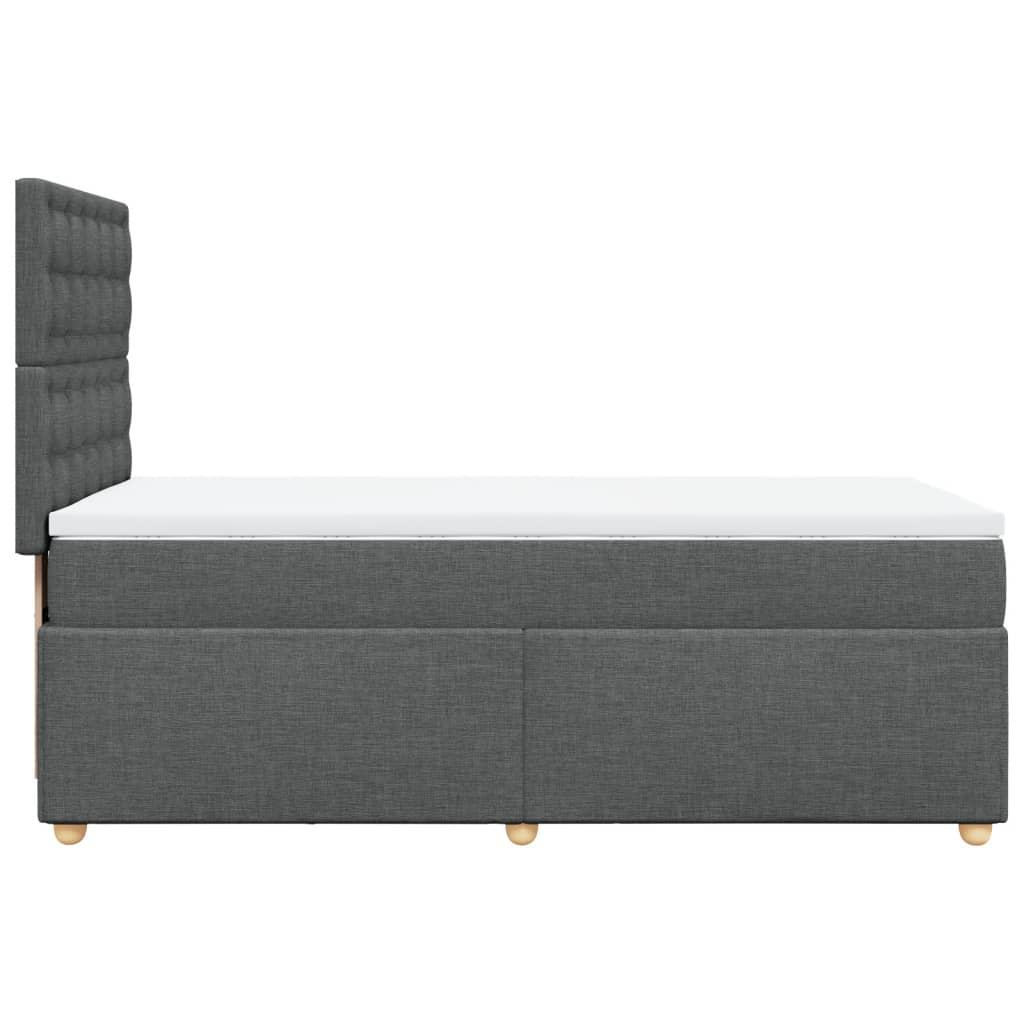 Box Spring Bed with Mattress Dark Grey King Single Fabric