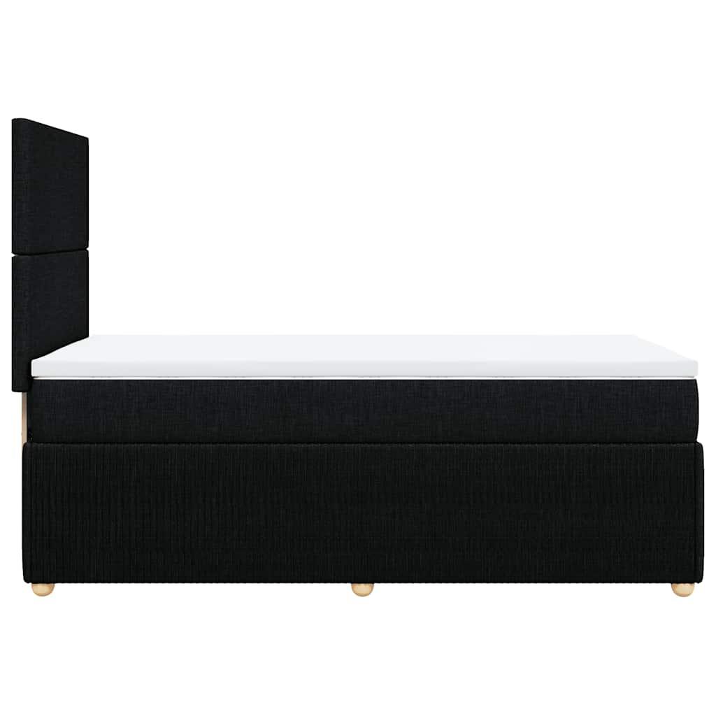 Box Spring Bed with Mattress Black King Single Fabric