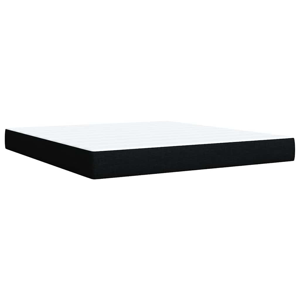 Box Spring Bed with Mattress Black Queen Fabric