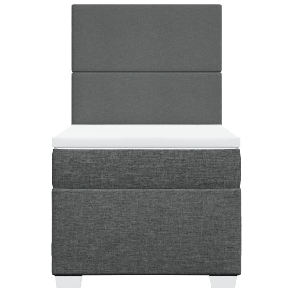 Box Spring Bed with Mattress Dark Grey King Single Fabric