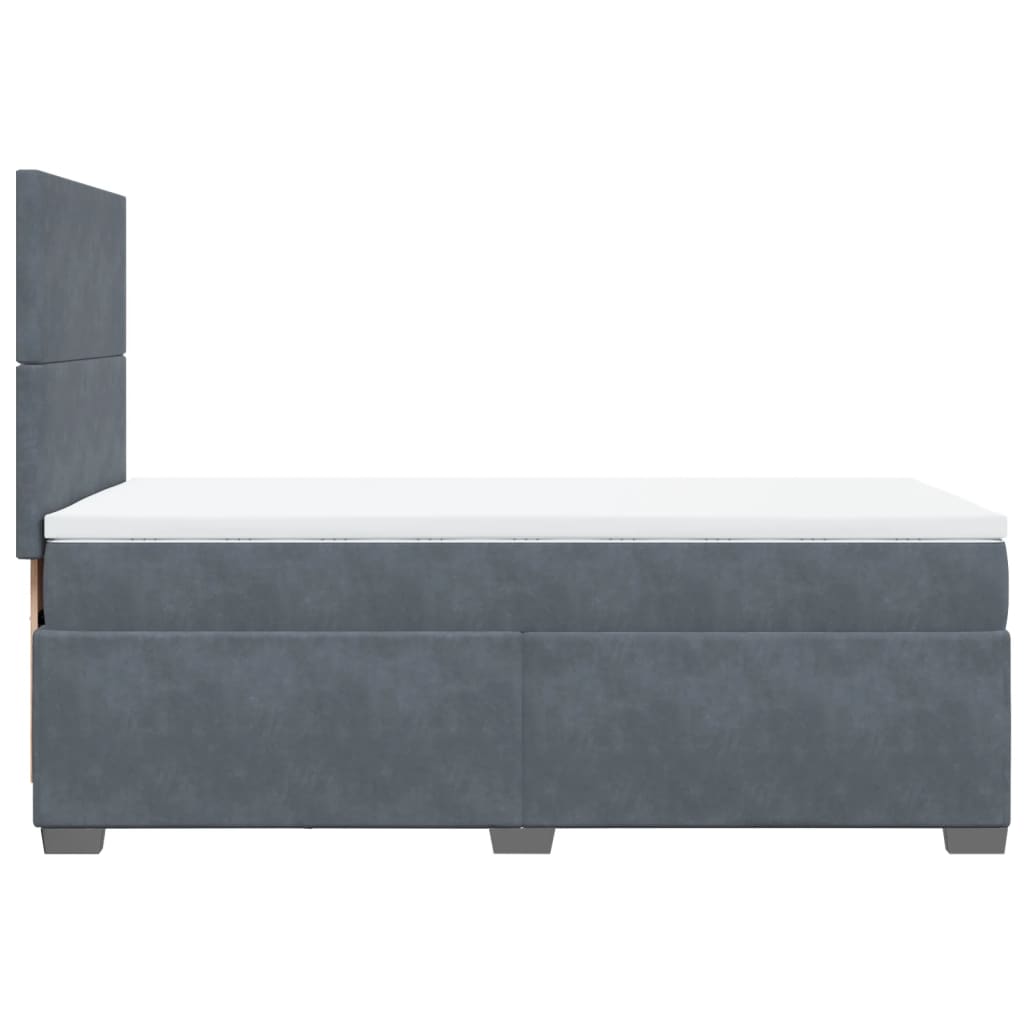 Box Spring Bed with Mattress Dark Grey King Single Velvet