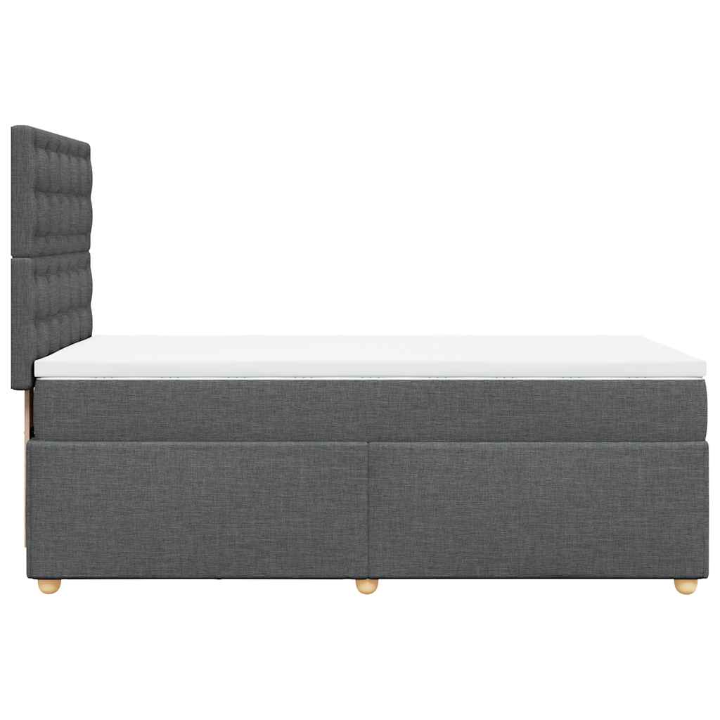 Box Spring Bed with Mattress Dark Grey King Single Fabric