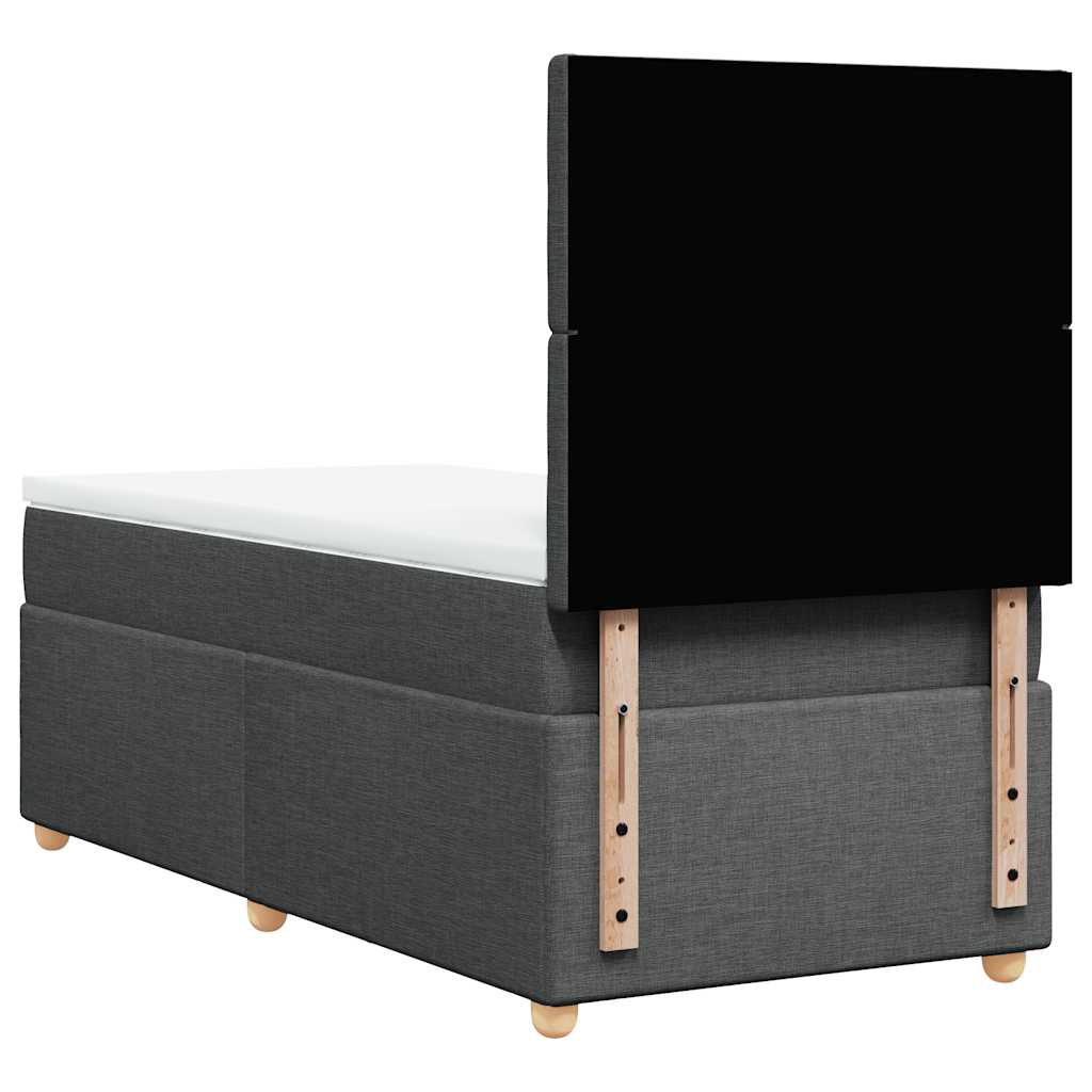 Box Spring Bed with Mattress Dark Grey King Single Fabric