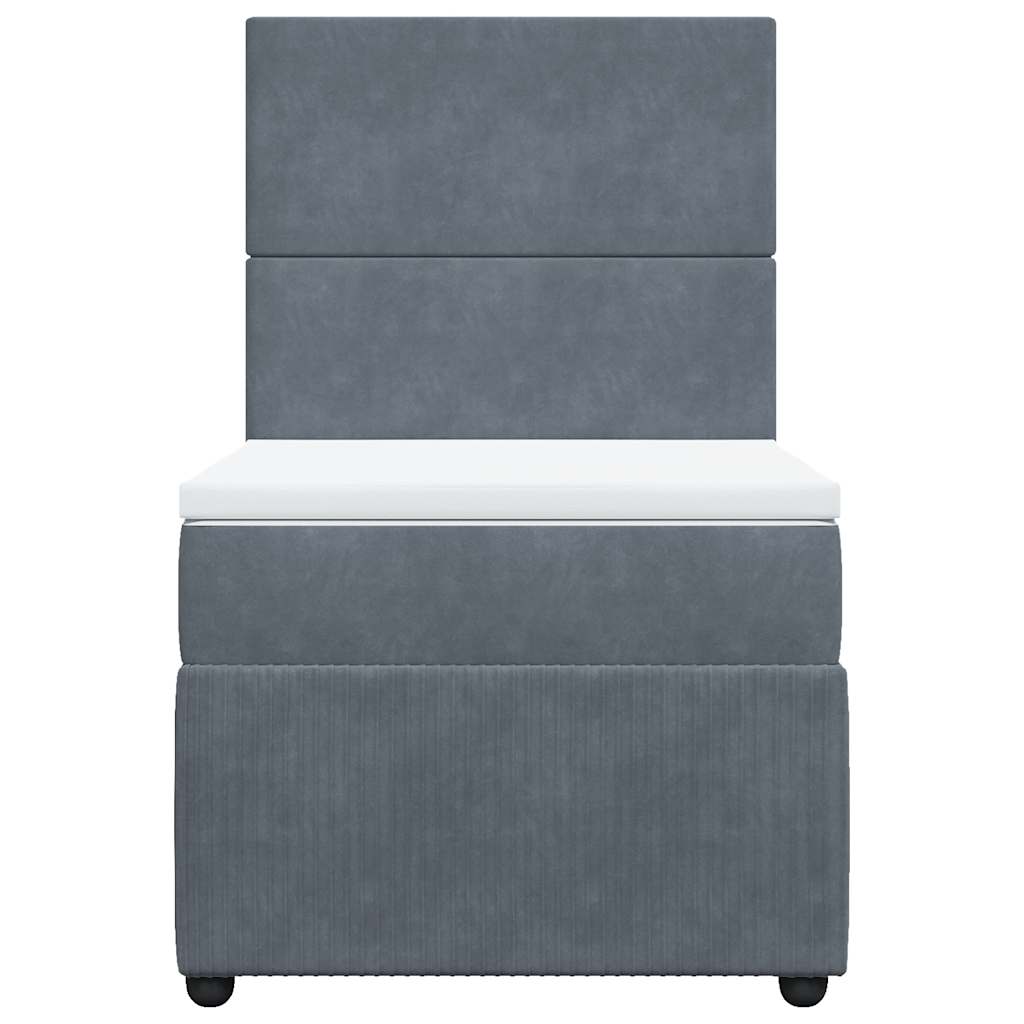 Box Spring Bed with Mattress Dark Grey King Single Velvet
