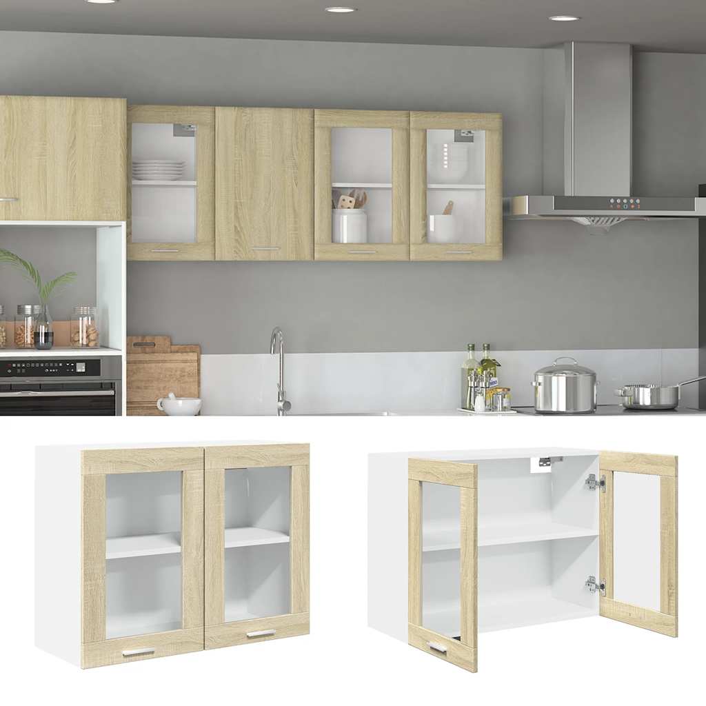 Hanging Glass Cabinet "Lyon" Sonoma Oak 80x31x60 cm