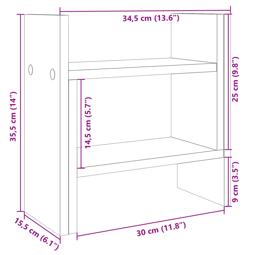 Desk Organiser White 34,5 x 15,5 x 35,5 cm Engineered Wood