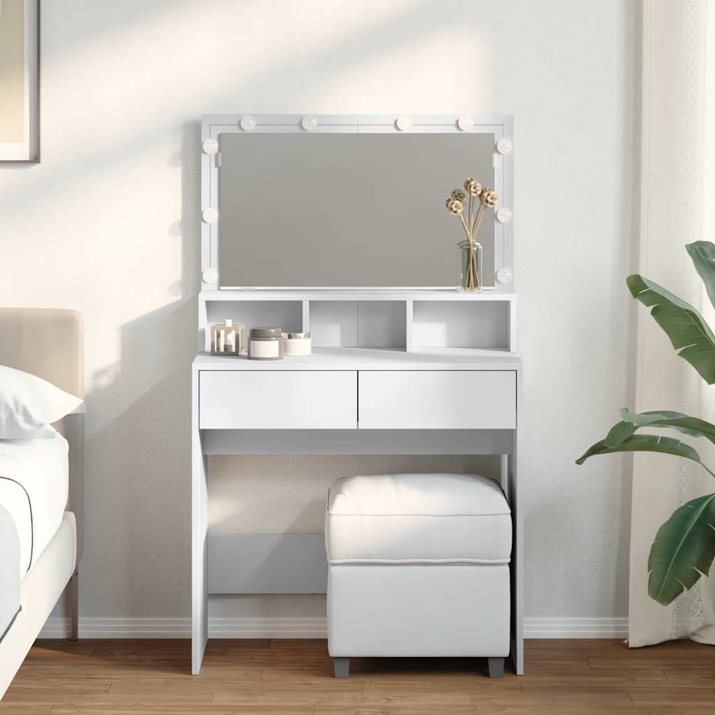 Dressing Table with LED White 80x41x134.5 cm
