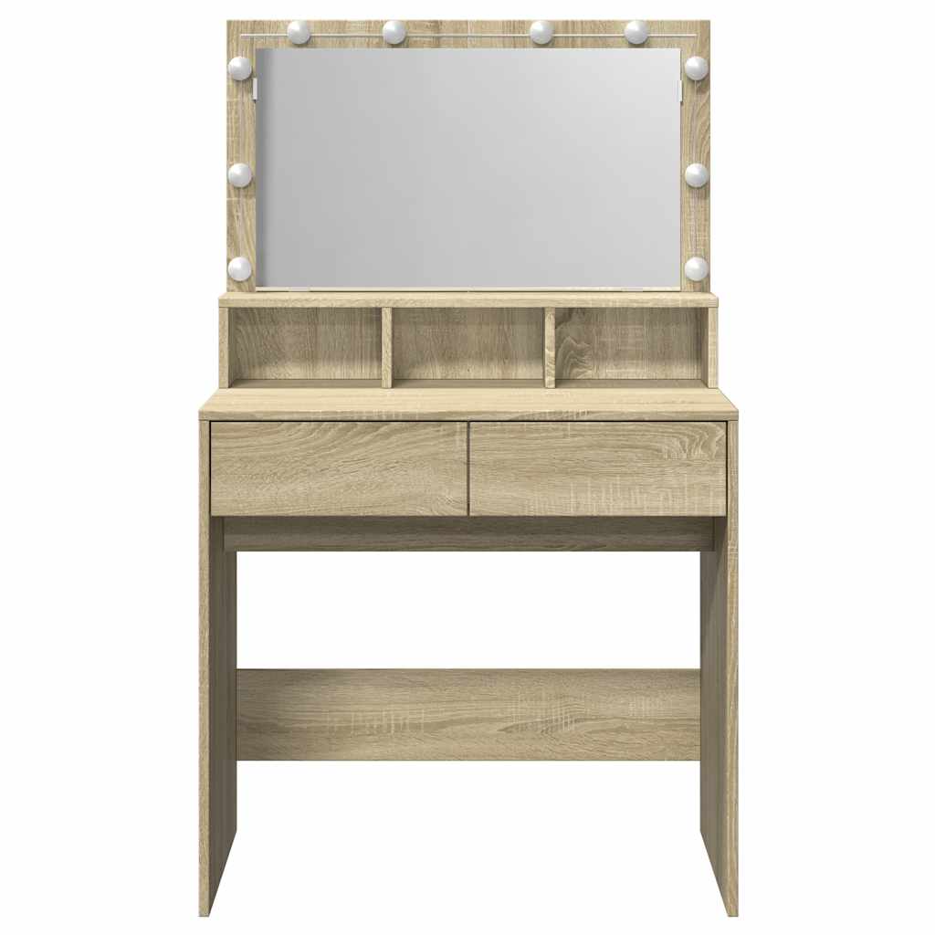 Dressing Table with LED Sonoma Oak 80x41x134.5 cm