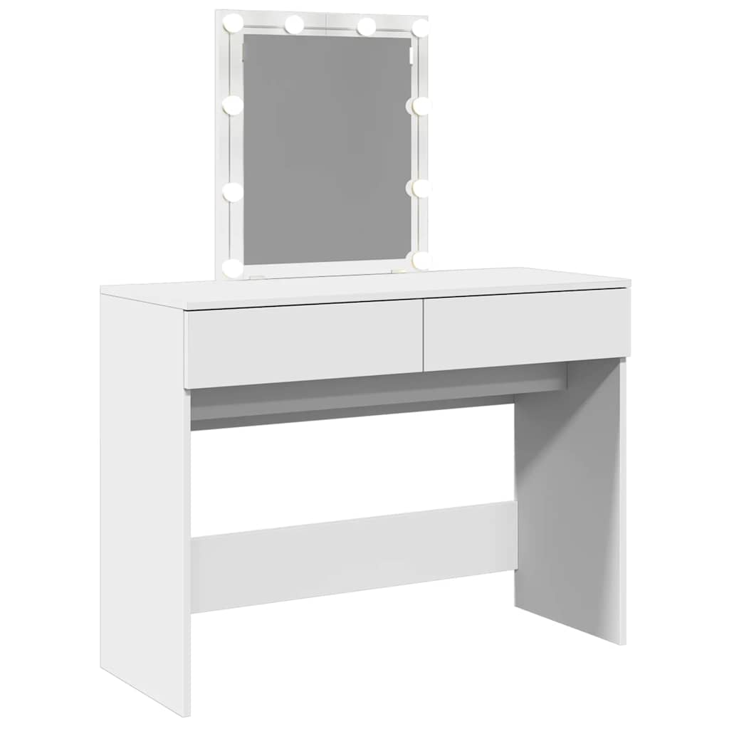 Dressing Table with LED White 100x40x130 cm
