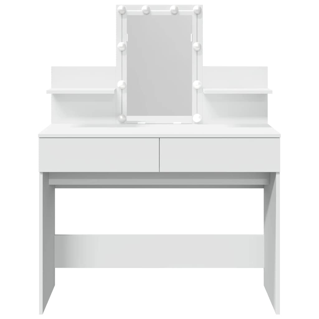 Dressing Table with LED White 100x40x130 cm