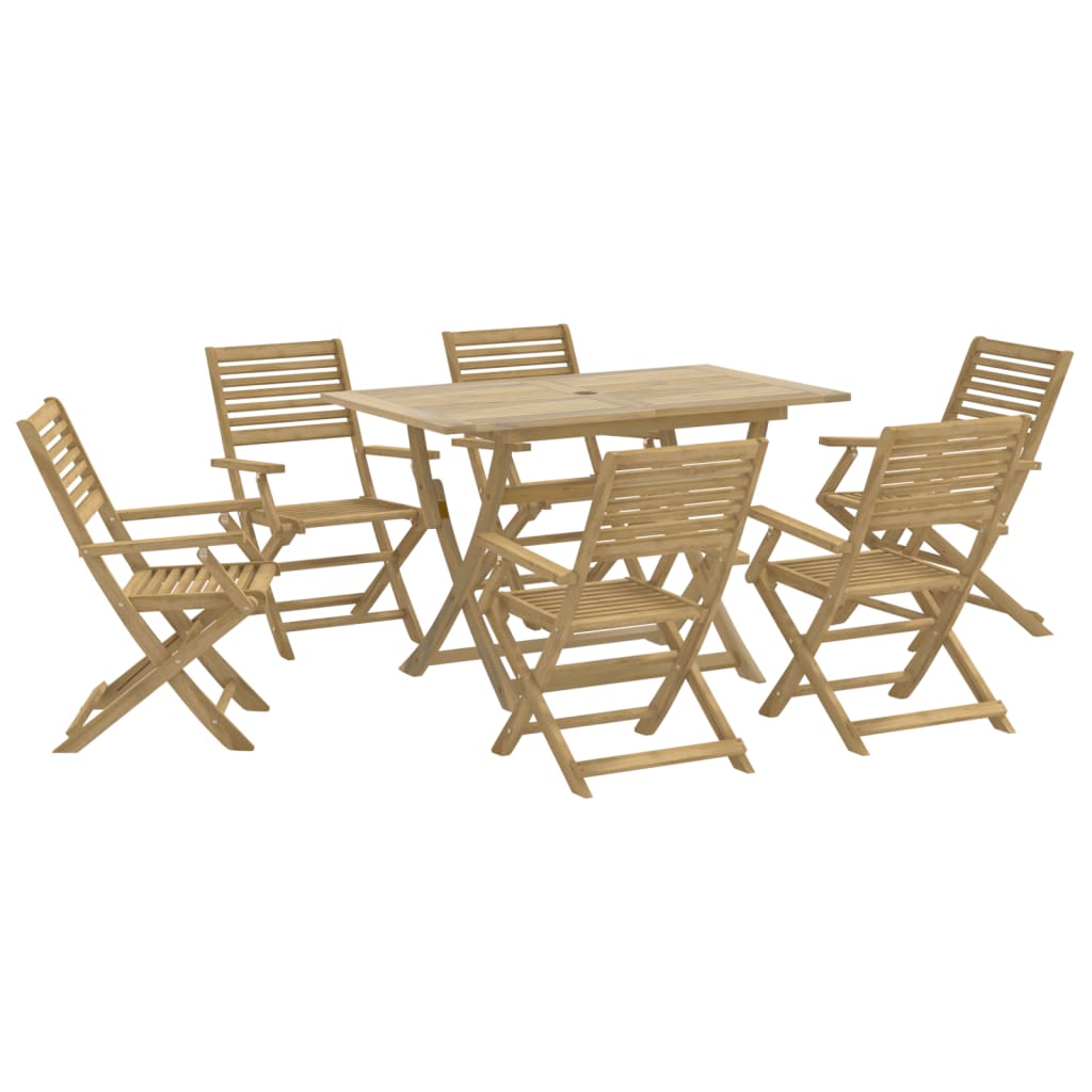 7 Piece Garden Dining Set Solid Wood Acacia