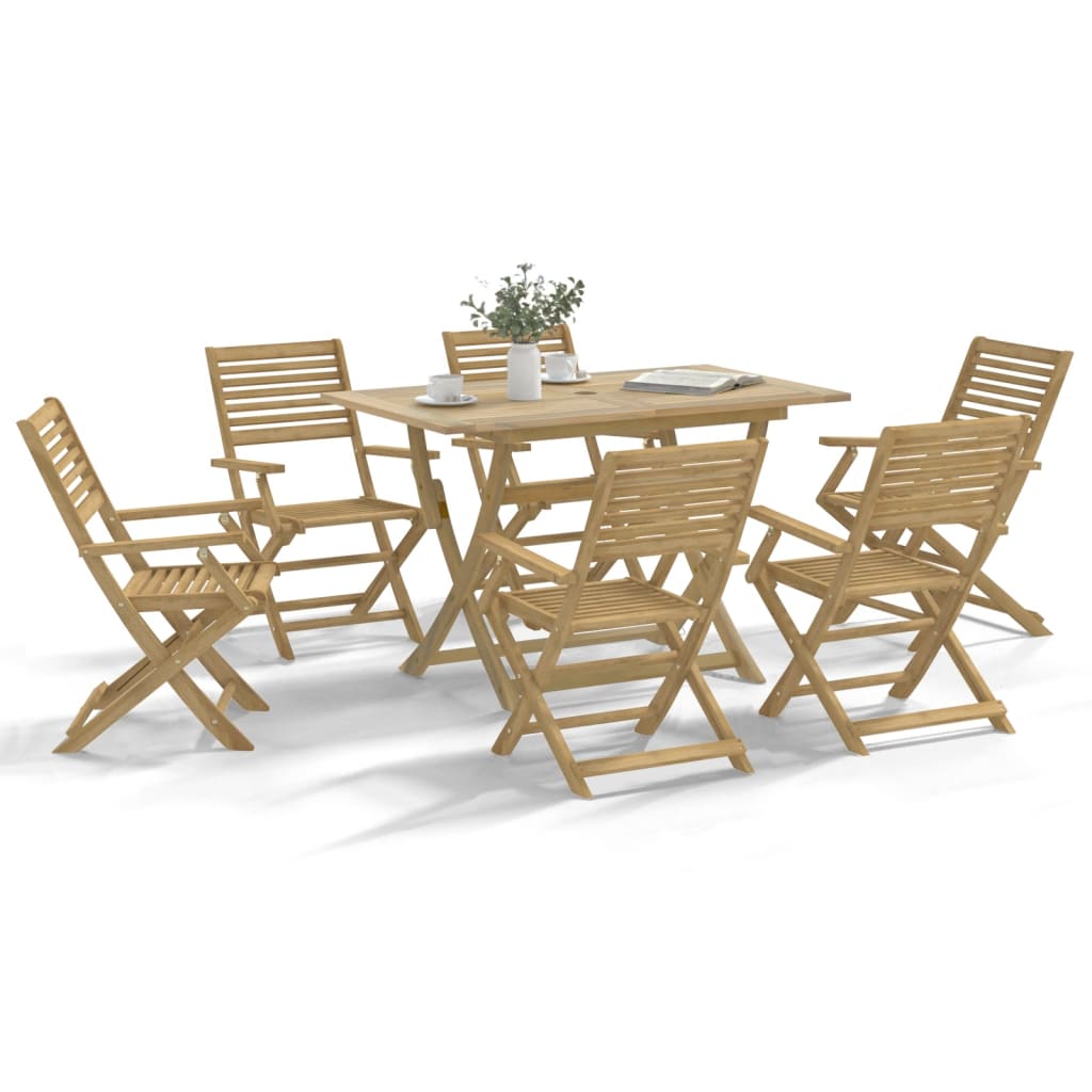 7 Piece Garden Dining Set Solid Wood Acacia
