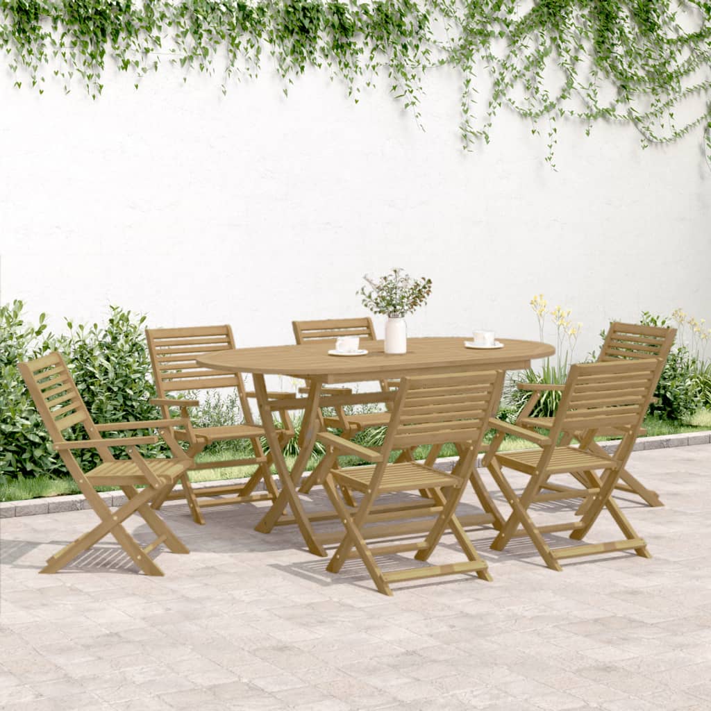 7 Piece Garden Dining Set Solid Wood Acacia