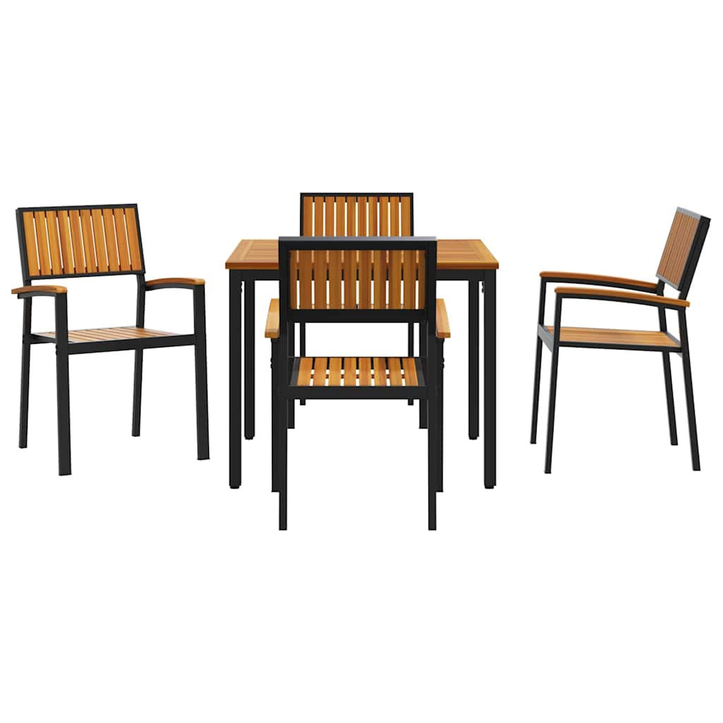 Garden Dining Set 5 pcs Black Solid Acacia Wood