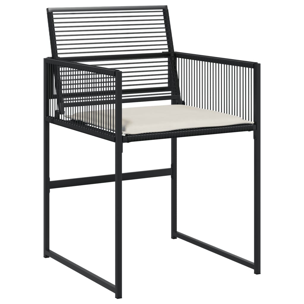 9 Piece Garden Dining Set with Cushions Black Poly Rattan