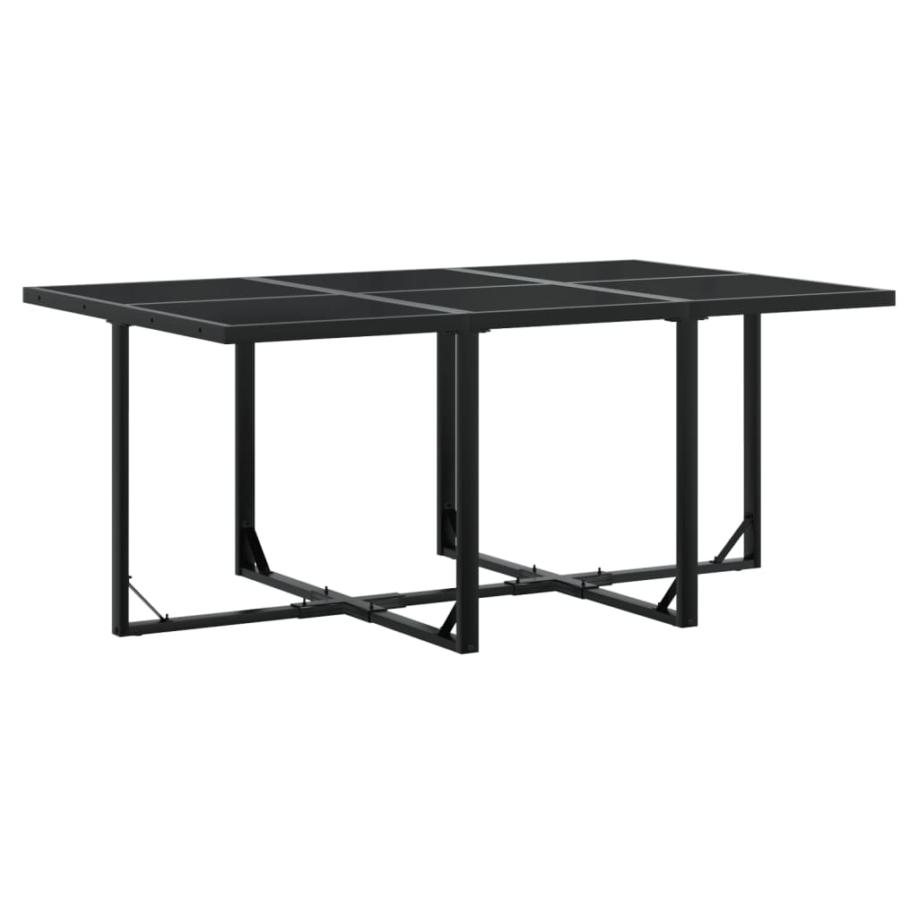 7 Piece Garden Dining Set with Cushions Black Textilene