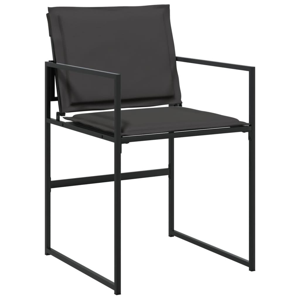 7 Piece Garden Dining Set with Cushions Black Textilene
